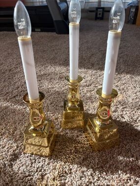 Gold Candlestick LED Taper Set - Elegant Home Accent